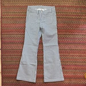 LEVIS NAVY RAILROAD STRIPE FRONT POCKET FLARE PANTS